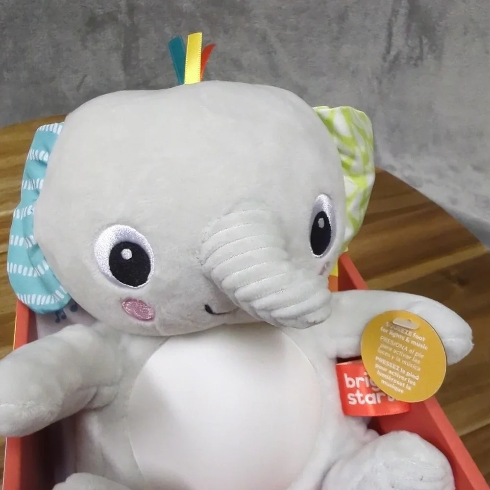 Bright Starts Hug-a-Bye Baby Elephant Stuffed Animal Musical Light‎ Up Soft Toy